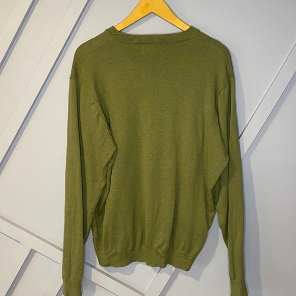 Nordstrom cotton v-neck long sleeve sweater green - Picture 3 of 7